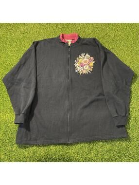 Vintage 90’s Morning Sun Navy zip up jacket with floral design